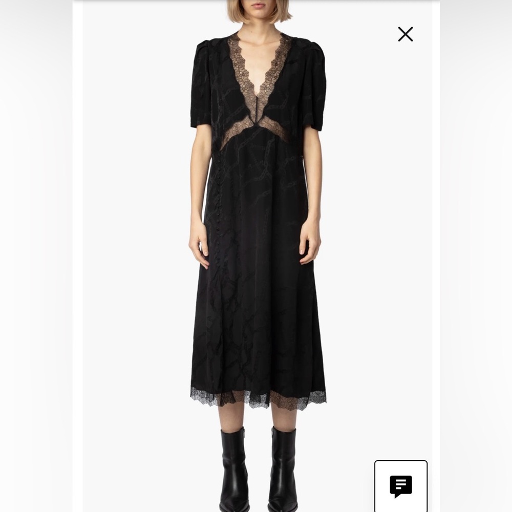 Zadig and Volitare Redox Jac Chaines Lace Trim Silk Dress